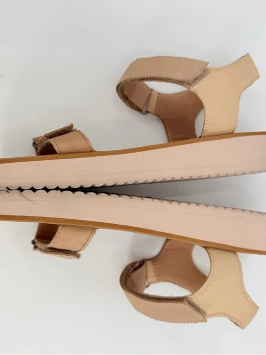 Madewell Sandals Womens 7 Tan Beige Leather MAGGIE Colorblock Flatform Comfort - Picture 10 of 11